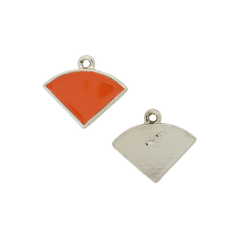 METAL BEADS WITH ENAMEL - PENDANT - SEMI-TRIANGLE 01 - 22x19x3mm GOLD-ORANGE (DARK) - PACKAGE 30pcs. Hole-1.8mm