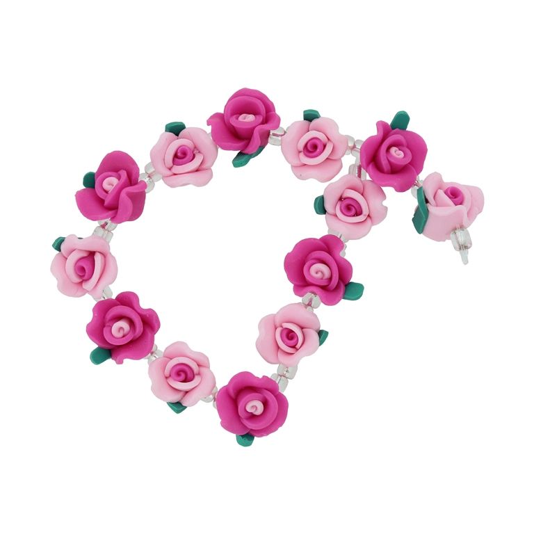 МЪНИСТА ОТ ПОЛИМЕРНА ГЛИНА ФИМО - 3D - РОЗА МИКС 02 - 15х11мм - РОЗОВО-ЦИКЛАМА - ПАКЕТ (10х13 бр.) Отвор-1.0мм