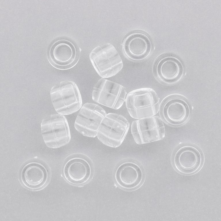 TRANSPARENT PLASTIC BEADS - CYLINDER 01 - 6x8mm WHITE V01 - PACKAGE 500g Hole-4.0mm (1950pcs.)