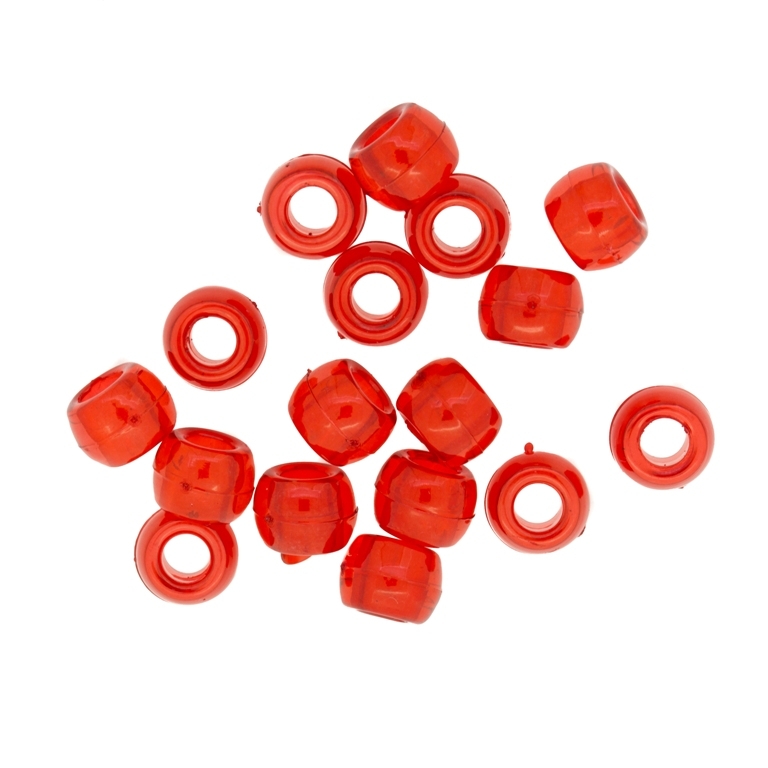 TRANSPARENT PLASTIC BEADS - CYLINDER 01 - 6x8mm RED V12 - 50g Hole-4.0mm (180pcs.)