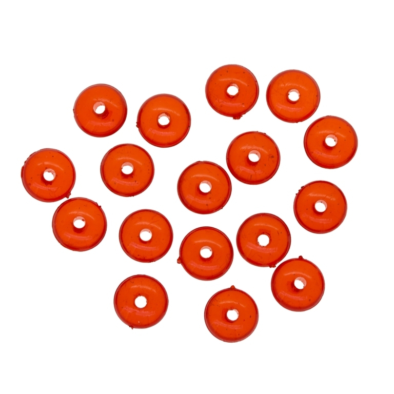 TRANSPARENT PLASTIC BEADS - WASHER - 3.5x8mm RED V12 - 50g Hole-1.8mm (370pcs.)