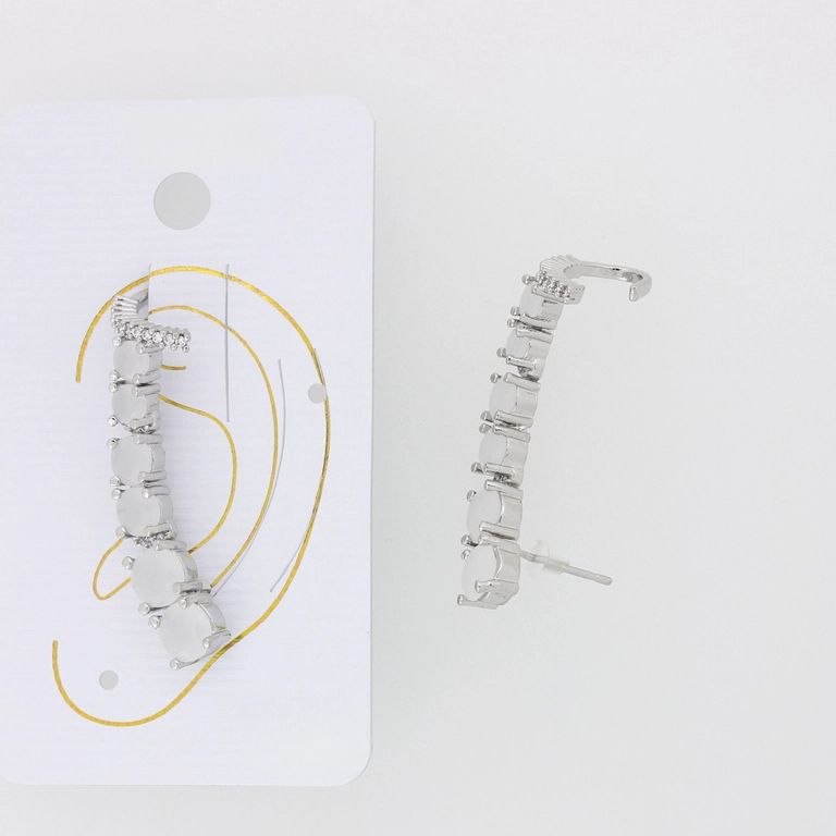 БИЖУТЕРИЯ - ОБЕЦА ПО УХОТО - ДЯСНА - ЦИРКОН Е321 - НИКЕЛ И БЯЛО - ПАКЕТ 6 бр.