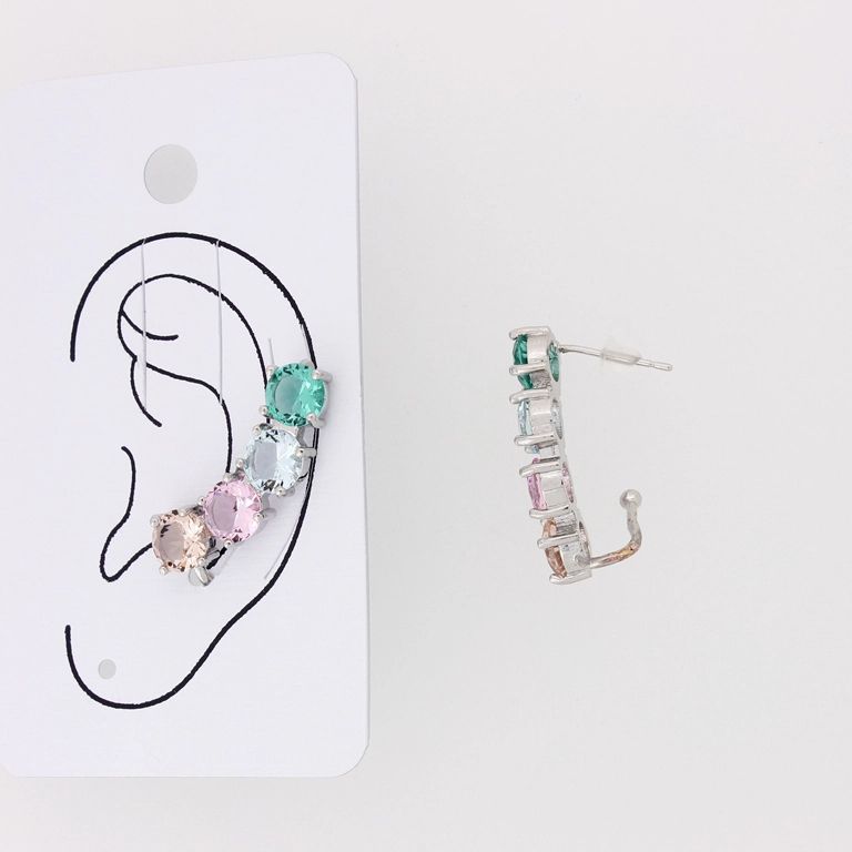 БИЖУТЕРИЯ - ОБЕЦА ПО УХОТО - ДЯСНА - ЦИРКОН Е876 - НИКЕЛ-МИКС - ПАКЕТ 6 бр.