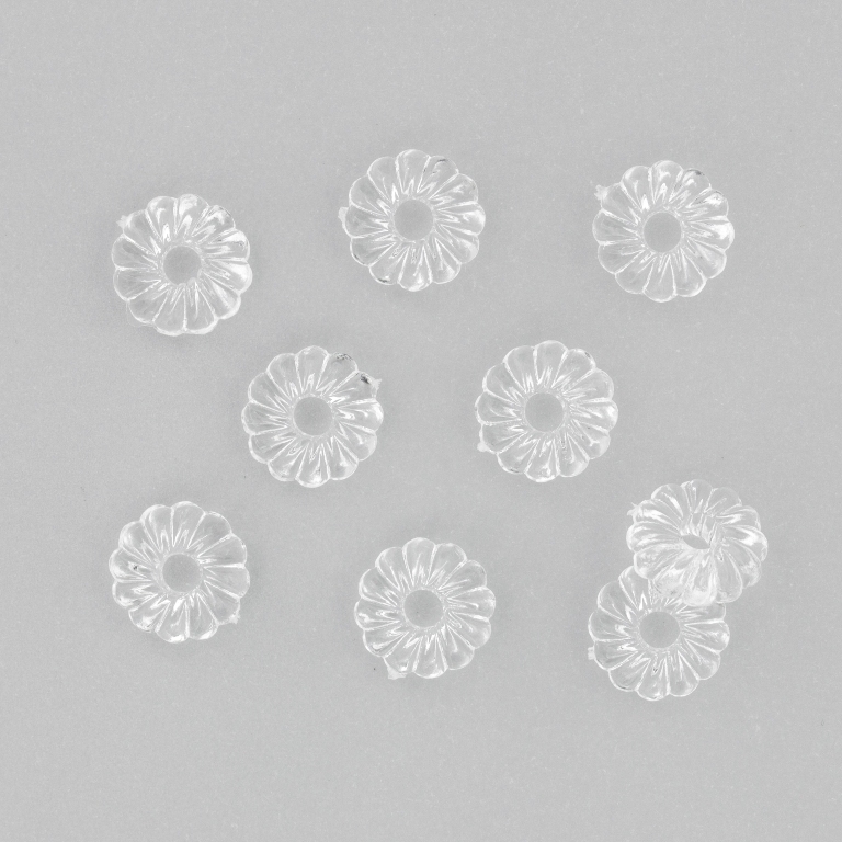 TRANSPARENT PLASTIC BEADS - WASHER DONUT - 3x8mm WHITE V01 - 50g Hole-2.5mm (340pcs.)