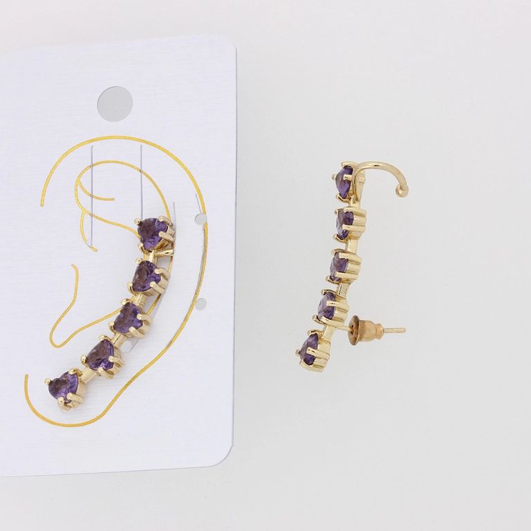 БИЖУТЕРИЯ - ОБЕЦА ПО УХОТО - ЛЯВА - ЦИРКОН Е870 - ЗЛАТИСТО-ЛИЛАВО - 1 бр.