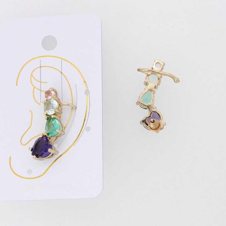 БИЖУТЕРИЯ - ОБЕЦА ПО УХОТО - ЛЯВА - ЦИРКОН Е874 - ЗЛАТИСТО-МИКС - ПАКЕТ 6 бр.