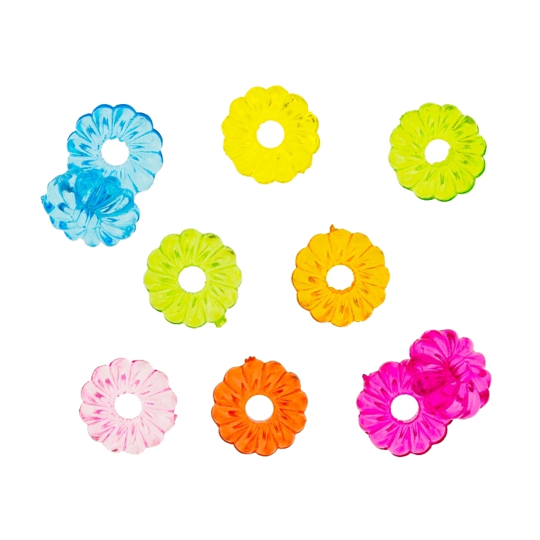 TRANSPARENT PLASTIC BEADS - WASHER DONUT - 3x8mm MIXED - PACKAGE 500g Hole-2.5mm (3400pcs.)