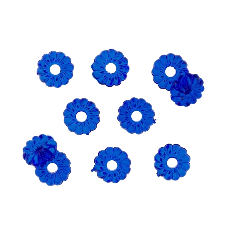 TRANSPARENT PLASTIC BEADS - WASHER DONUT - 3x8mm BLUE (DARK) V44 - PACKAGE 500g Hole-2.5mm (3400pcs.)