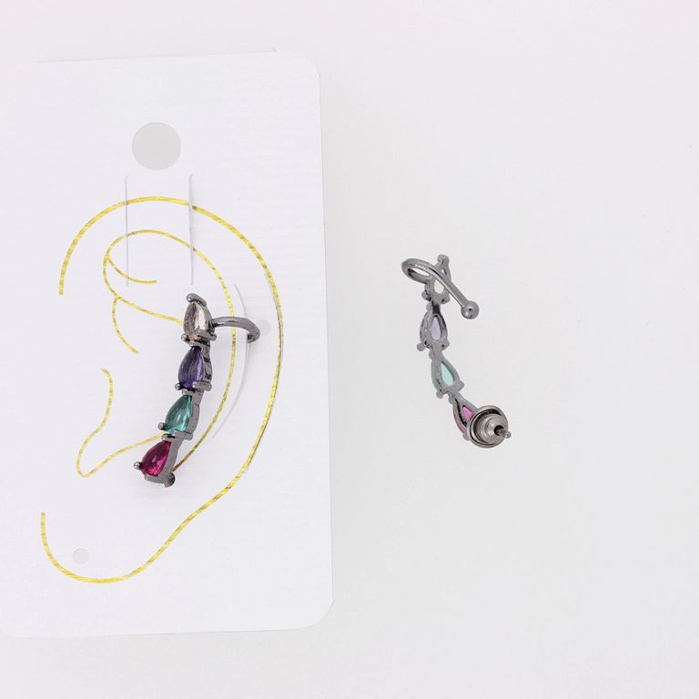 БИЖУТЕРИЯ - ОБЕЦА ПО УХОТО - ЛЯВА - ЦИРКОН Е342 - ОКСИДИРАНО И МИКС - 1 бр.