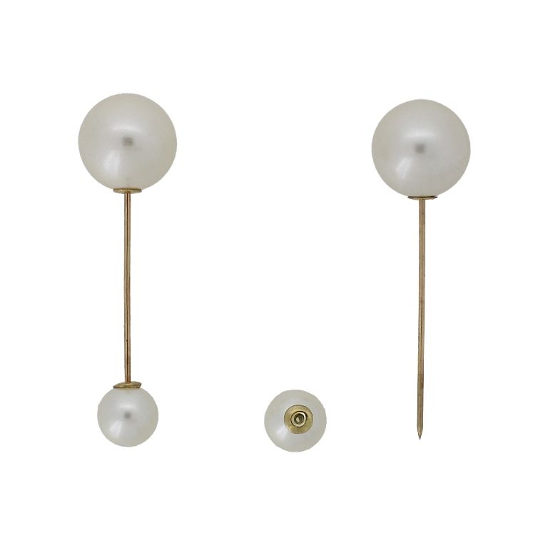 JEWELRY - BROOCH - METAL AND PEARLS - NEEDLE 226 - 1.6x5.6cm GOLD-ECRU - 1pc.