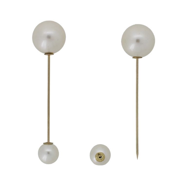 БИЖУТЕРИЯ - БРОШКА - МЕТАЛ И ПЕРЛИ - ИГЛА B226 - 1.6х6.7см ЗЛАТИСТО-ЕКРЮ - ПАКЕТ 6 бр.