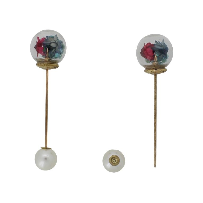 БИЖУТЕРИЯ - БРОШКА - МЕТАЛ И ПЕРЛИ - ИГЛА B228 - 1.6х6.0см ЗЛАТИСТО-ЕКРЮ-МИКС - ПАКЕТ 6 бр.