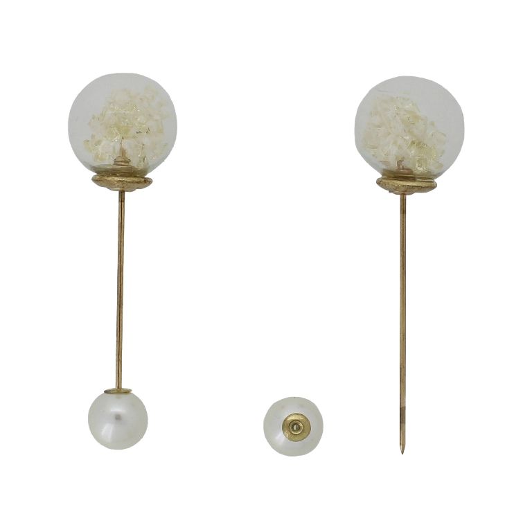 JEWELRY - BROOCH - METAL AND PEARLS - NEEDLE 229 - 1.8x6.0cm GOLD-ECRU - 1pc.