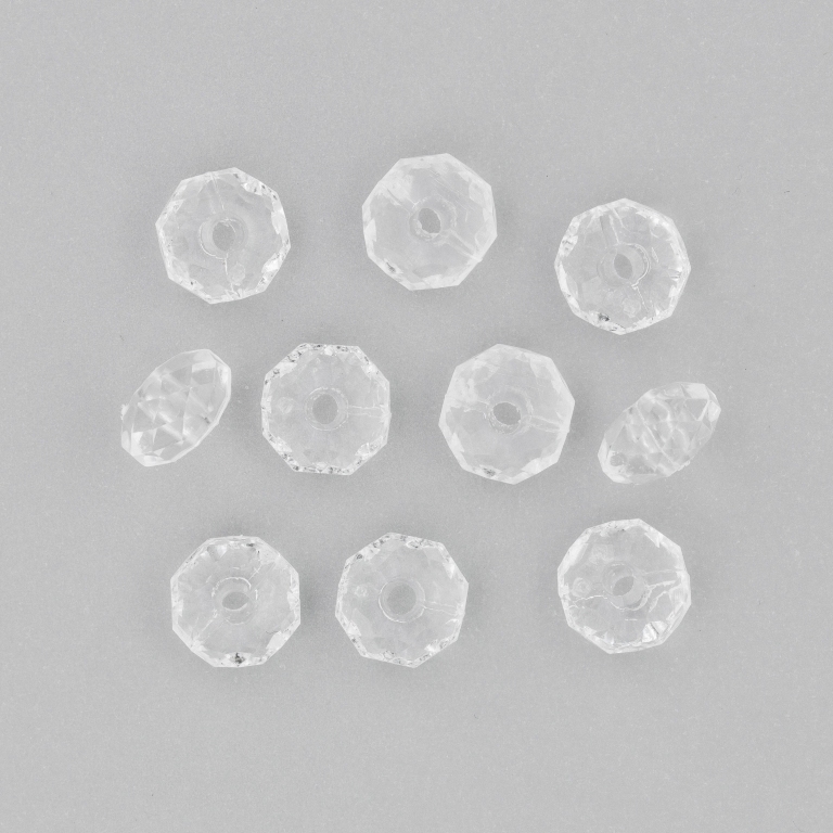 TRANSPARENT PLASTIC BEADS - WASHER FACETED - 5x8mm WHITE V01 - 50g Hole-2.0mm (275pcs.)