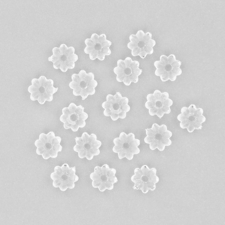 TRANSPARENT PLASTIC BEADS - WASHER FLOWER - 3x6mm WHITE V01 - 50g Hole-1.5mm (830pcs.)