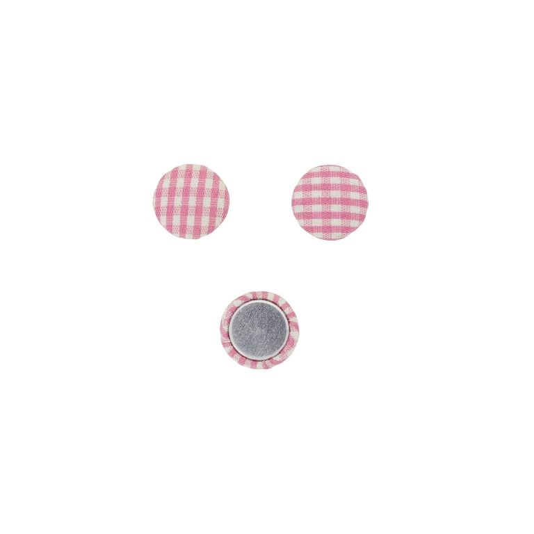 МЪНИСТА ЛЕПЯЩИ - ТЕКСТИЛНИ - ПОЛУСФЕРА 057 - 15х5мм - КАРЕ 01 - РОЗОВО СВ.-РОЗОВО-БЯЛО - 10 бр.