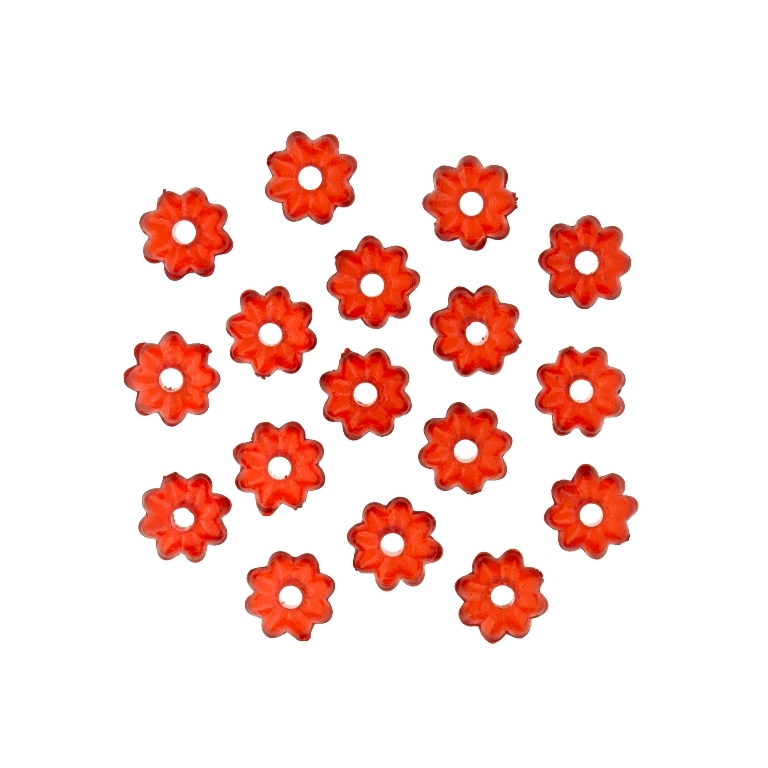 TRANSPARENT PLASTIC BEADS - WASHER FLOWER - 3x6mm RED V12 - 50g Hole-1.5mm (830pcs.)