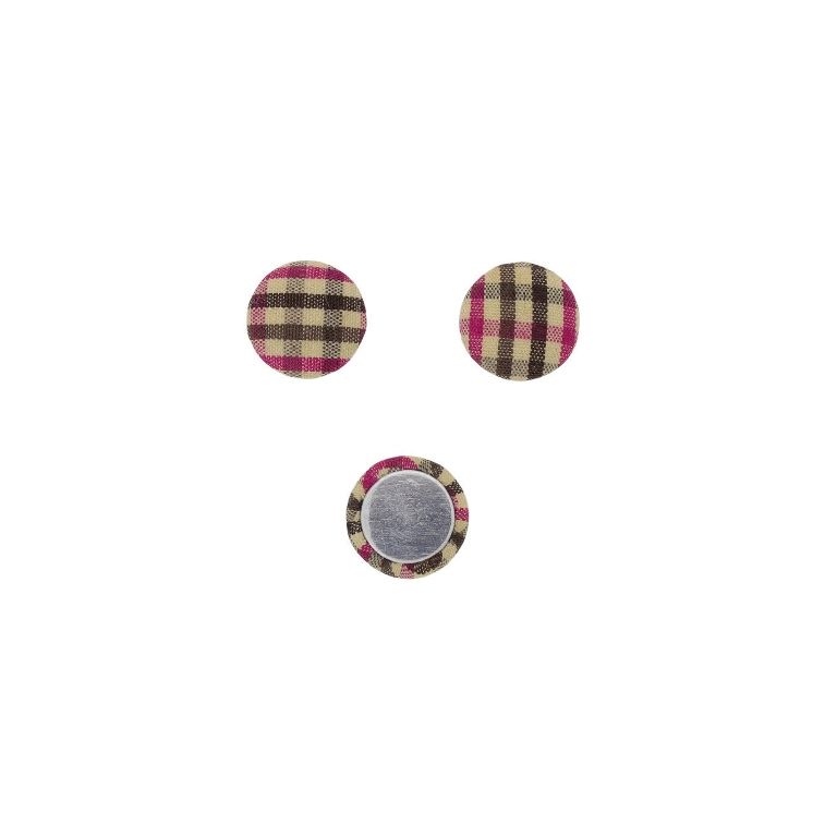 МЪНИСТА ЛЕПЯЩИ - ТЕКСТИЛНИ - ПОЛУСФЕРА 062 - 15х5мм - КАРЕ 01 - ЧЕРВЕНО И ЧЕРНО - ПАКЕТ 100 бр.