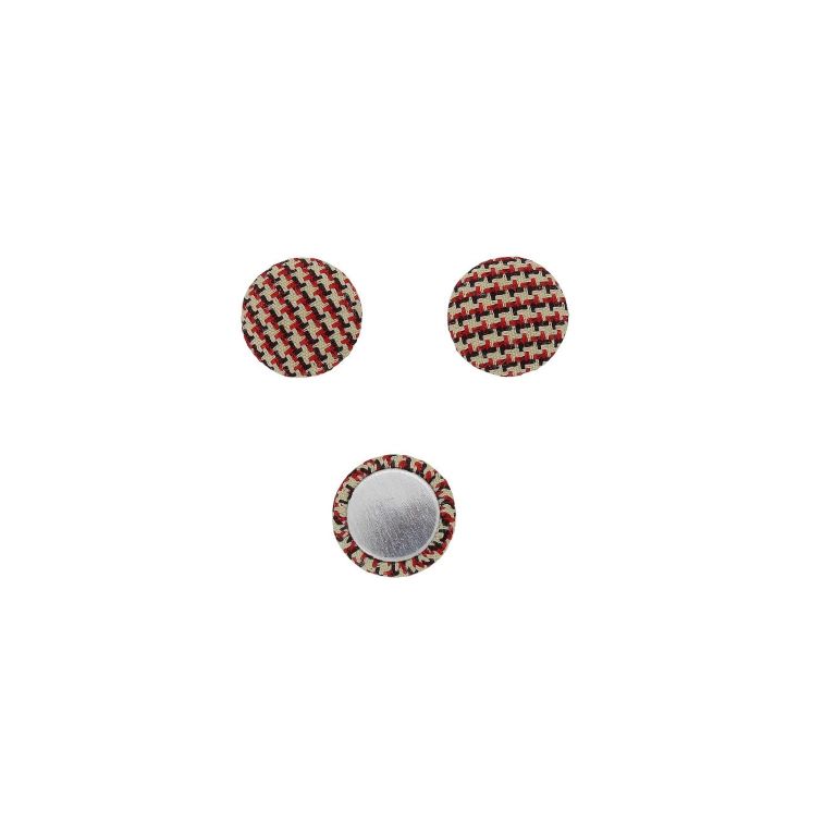 МЪНИСТА ЛЕПЯЩИ - ТЕКСТИЛНИ - ПОЛУСФЕРА 066 - 15х5мм - ПЕПИТ 01 - БЕЖОВО-ЧЕРВЕНО-ЧЕРНО - ПАКЕТ 100 бр.