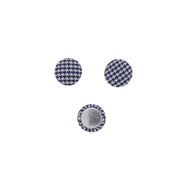 МЪНИСТА ЛЕПЯЩИ - ТЕКСТИЛНИ - ПОЛУСФЕРА 067 - 15х5мм - ПЕПИТ 01 - БЯЛО-СИНЬО Т.-ЧЕРНО - ПАКЕТ 100 бр.