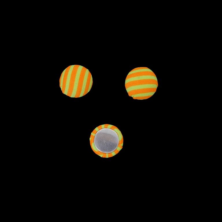 МЪНИСТА ЛЕПЯЩИ - ТЕКСТИЛНИ - ПОЛУСФЕРА 073 - 15х8мм - РАЙЕ 01 - ЖЪЛТО И ОРАНЖЕВО - ПАКЕТ 100 бр.