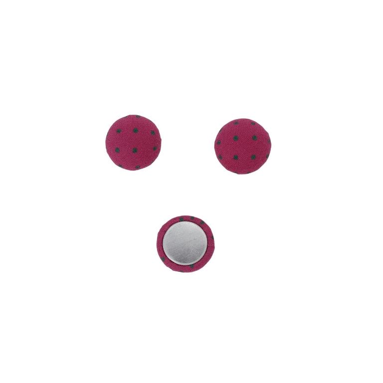 МЪНИСТА ЛЕПЯЩИ - ТЕКСТИЛНИ - ПОЛУСФЕРА 124 - 15х8мм - ТОЧКИ 03 - ЦИКЛАМА И ЗЕЛЕНО Т. - ПАКЕТ 100 бр.