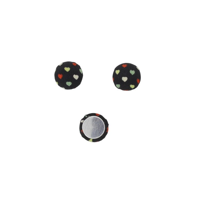 МЪНИСТА ЛЕПЯЩИ - ТЕКСТИЛНИ - ПОЛУСФЕРА 140 - 15х8мм - СЪРЦА 02 - ЧЕРНО И МИКС - 10 бр.