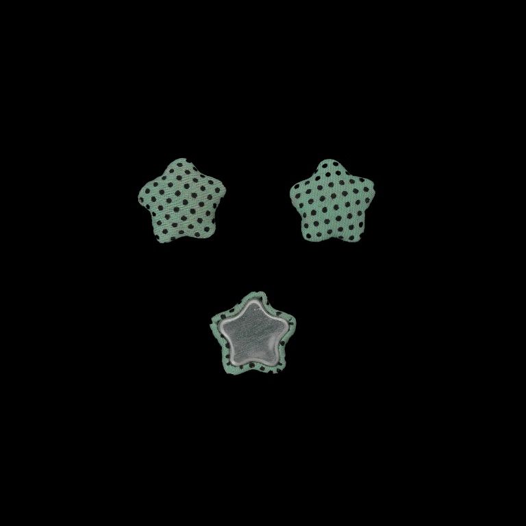 МЪНИСТА ЛЕПЯЩИ - ТЕКСТИЛНИ - ЗВЕЗДА 322 17х17х6мм - ТОЧКИ 01 - МЕНТА СВ. И ЧЕРНО - 10 бр.