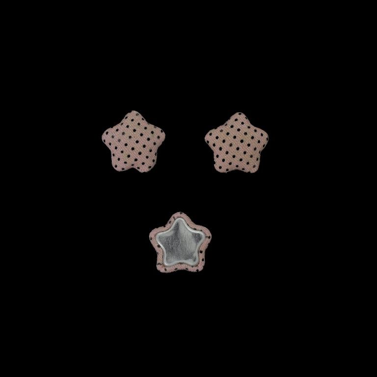 МЪНИСТА ЛЕПЯЩИ - ТЕКСТИЛНИ - ЗВЕЗДА 323 17х17х6мм - ТОЧКИ 01 - РОЗОВО СВ. И ЧЕРНО - ПАКЕТ 100 бр.