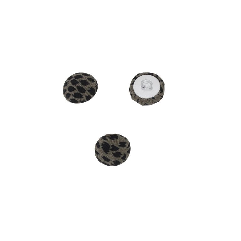 ADHESIVE BEADS - TEXTILE - BUTTON 327 15x8mm - LEOPARD PRINT 01 - BROWN (DARK) AND BLACK - PACKAGE 100pcs.