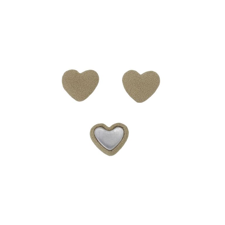 ADHESIVE BEADS - TEXTILE - HEART 194 - 14x17x6mm - GEORGETTE 01 - BEIGE - PACKAGE 100pcs.