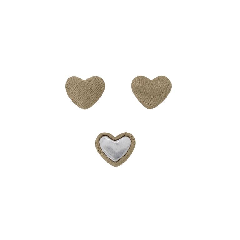 МЪНИСТА ЛЕПЯЩИ - ТЕКСТИЛНИ - СЪРЦЕ 204 - 14х17х6мм -  САТЕН 01  - БЕЖОВО Т. - ПАКЕТ 100 бр.