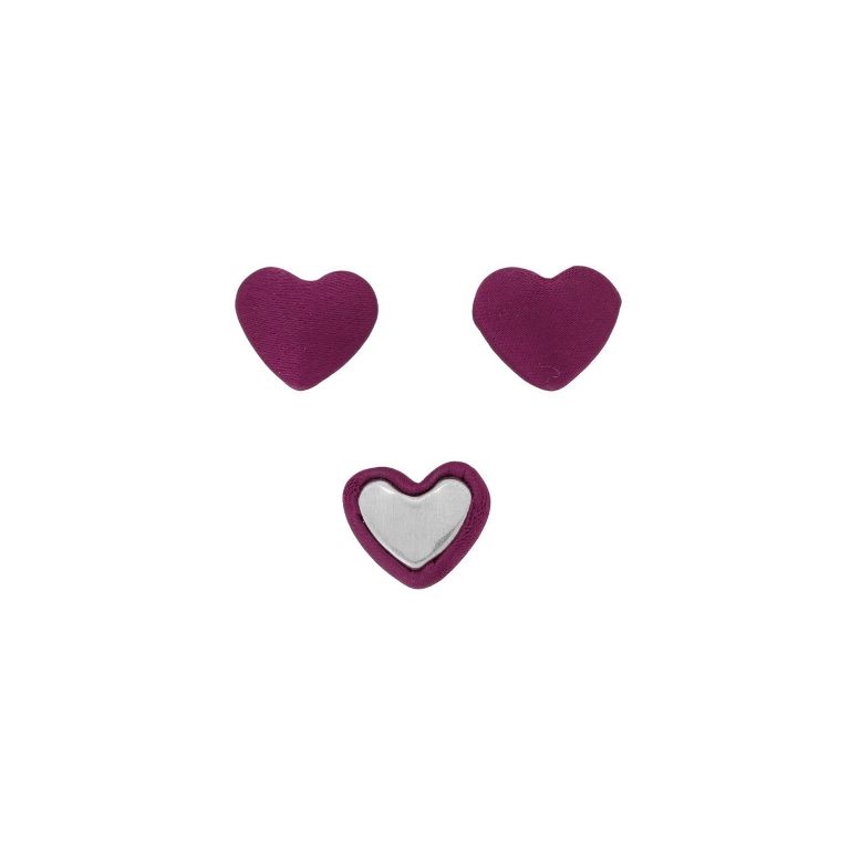 ADHESIVE BEADS - TEXTILE - HEART 206 - 14x17x6mm - SATIN 01 - CYCLAMEN (DARK) - PACKAGE 100pcs.