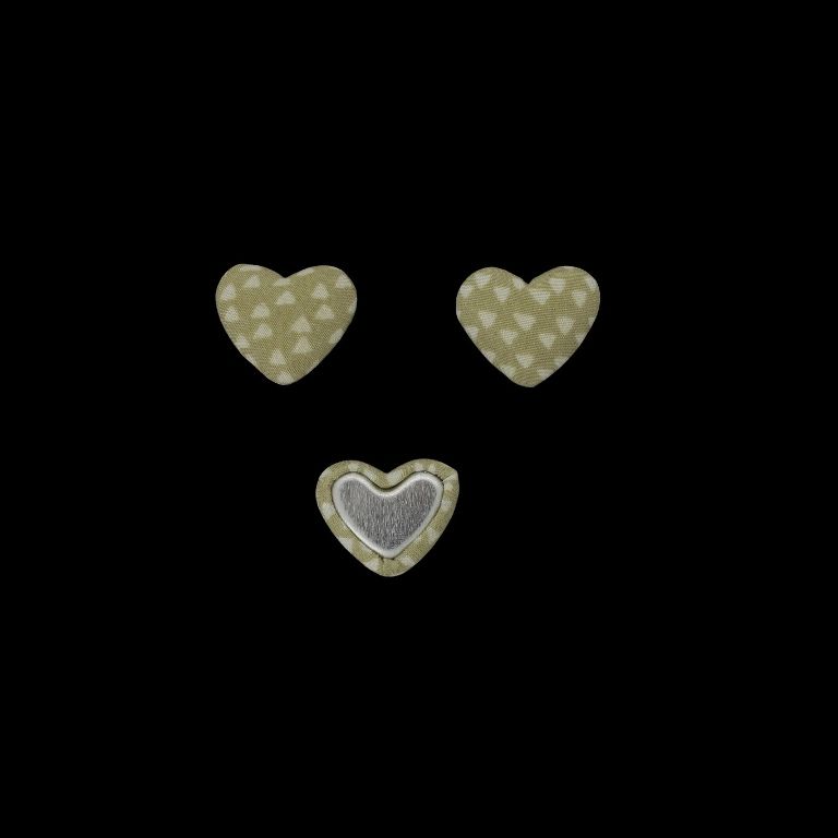 МЪНИСТА ЛЕПЯЩИ - ТЕКСТИЛНИ - СЪРЦЕ 239 - 14х17х6мм - ТРИЪГЪЛНИЦИ 01 - ШАМПАНСКО Т. И ЕКРЮ - 10 бр.