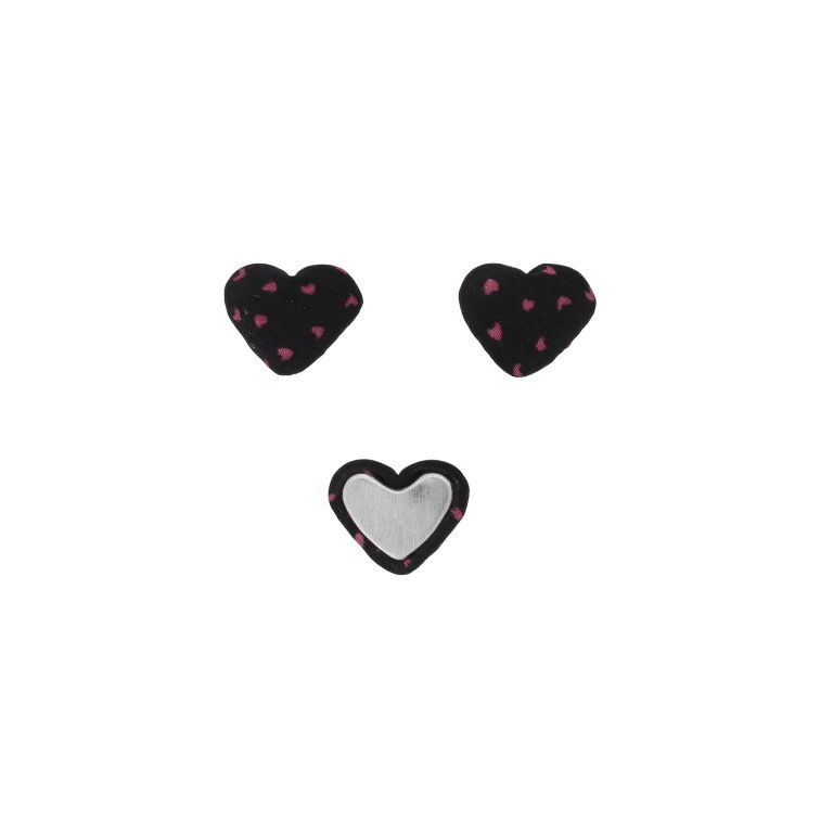 МЪНИСТА ЛЕПЯЩИ - ТЕКСТИЛНИ - СЪРЦЕ 263 - 14х17х6мм - СЪРЦЕ 01 - ЧЕРНО И РОЗОВО Т. - ПАКЕТ 100 бр.