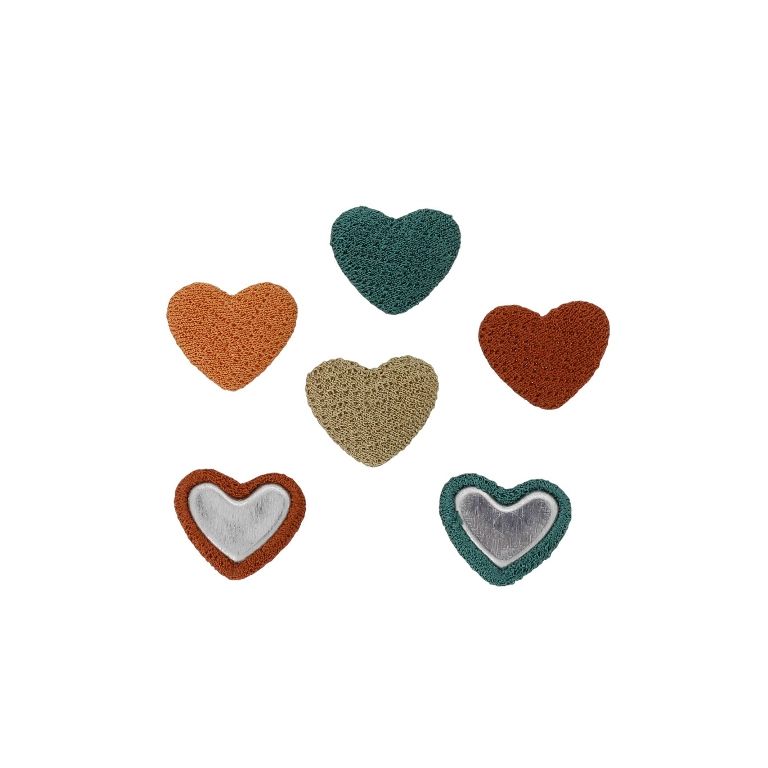 ADHESIVE BEADS - TEXTILE - HEART 272 - 14x17x6mm - GEORGETTE 03 - MIX - 10pcs.