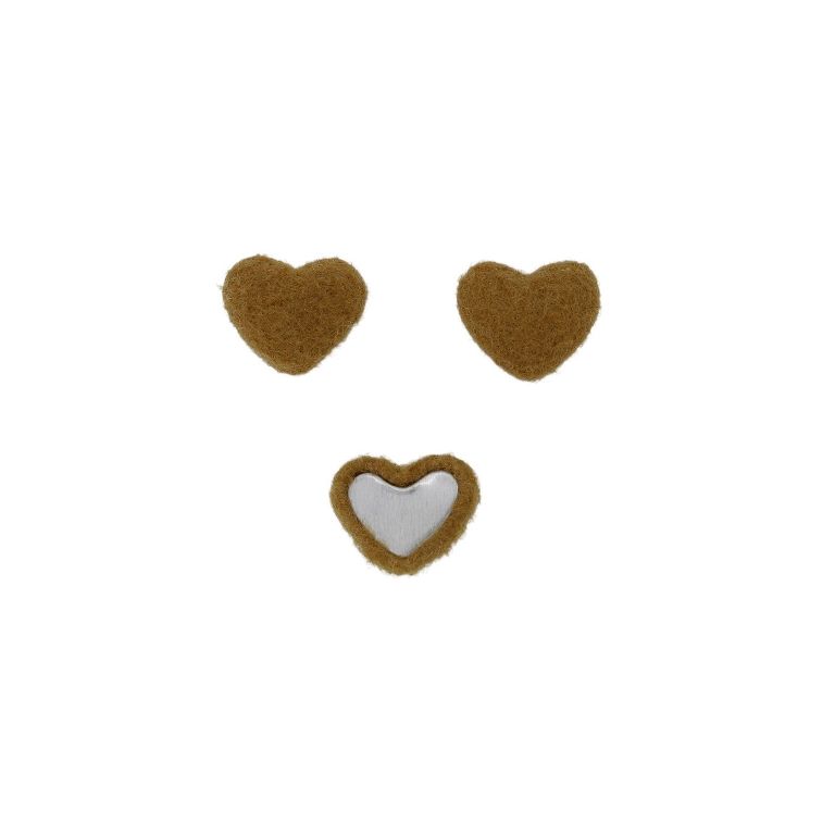 МЪНИСТА ЛЕПЯЩИ - ТЕКСТИЛНИ - СЪРЦЕ 279 18х15х6мм - ПОЛАР 01 - КАФЯВО СВ. - ПАКЕТ 100 бр.