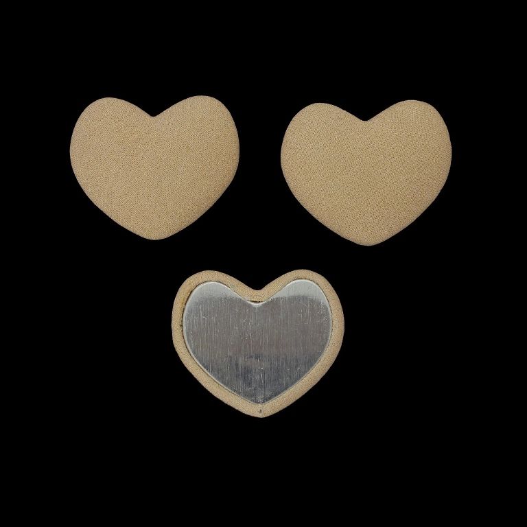 ADHESIVE BEADS - TEXTILE - HEART 287 28x33x8mm - GEORGETTE 01 - BEIGE (LIGHT) - PACKAGE 25pcs. 