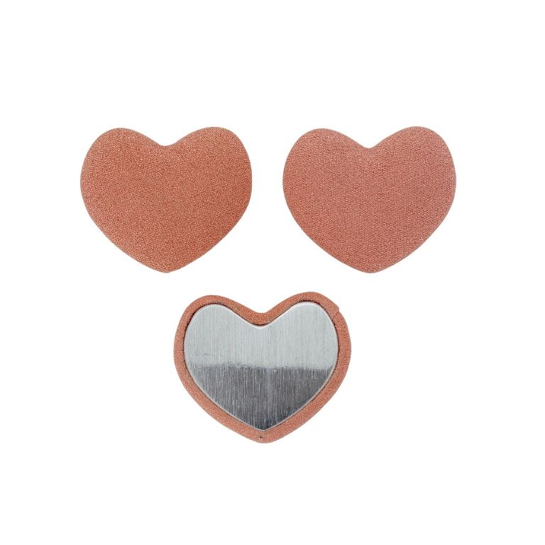 ADHESIVE BEADS - TEXTILE - HEART 288 28x33x8mm - GEORGETTE 01 - CORAL - PACKAGE 25pcs.