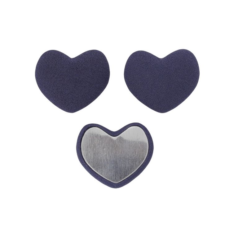ADHESIVE BEADS - TEXTILE - HEART 289 28x33x8mm - GEORGETTE 01 - BLUE (DARK) - PACKAGE 25pcs.