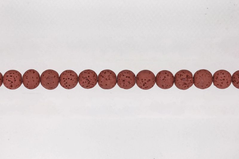 NATURAL STONE BEADS - LAVA STONE RED - 10mm - STRING (38pcs.) Hole-1.8mm