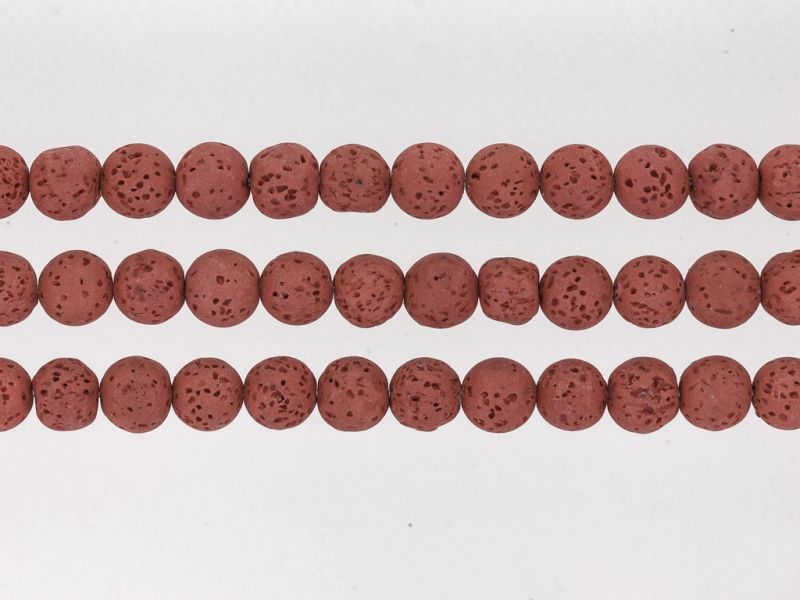 NATURAL STONE BEADS - LAVA STONE RED - 10mm - PACKAGE (3x38pcs.) Hole-1.8mm