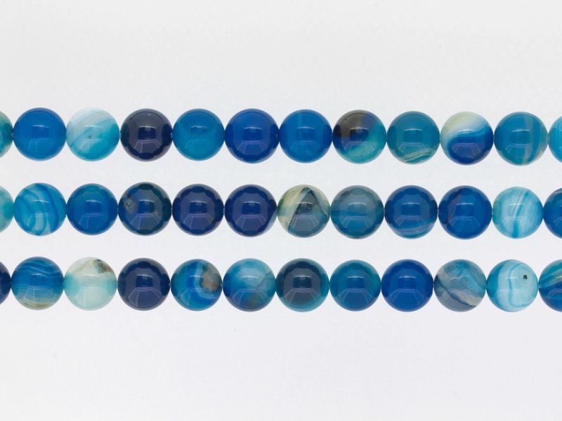 МЪНИСТА ОТ ЕСТЕСТВЕНИ КАМЪНИ - АХАТ СИН - 10мм - ПАКЕТ (3х38 бр.) Отвор-1.8мм