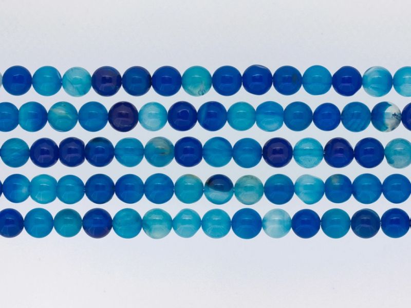 NATURAL STONE BEADS - AGATE BLUE - 8mm - PACKAGE (5x48pcs.) Hole-1.6mm