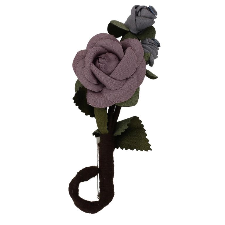 БИЖУТЕРИЯ - БРОШКА HANDMADE - МЕТАЛ И КРИСТАЛИ - РОЗИ В246 - 4.5х11.8см НИКЕЛ-СИВО-ПЕПЕЛ ОТ РОЗИ - 1 бр.