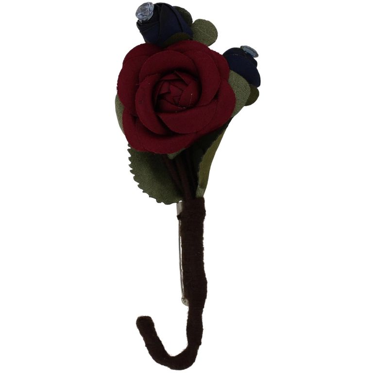 БИЖУТЕРИЯ - БРОШКА HANDMADE - МЕТАЛ И КРИСТАЛИ - РОЗИ В246 - 4.5х11.8см НИКЕЛ-СИНЬО Т.-БОРДО - 1 бр.