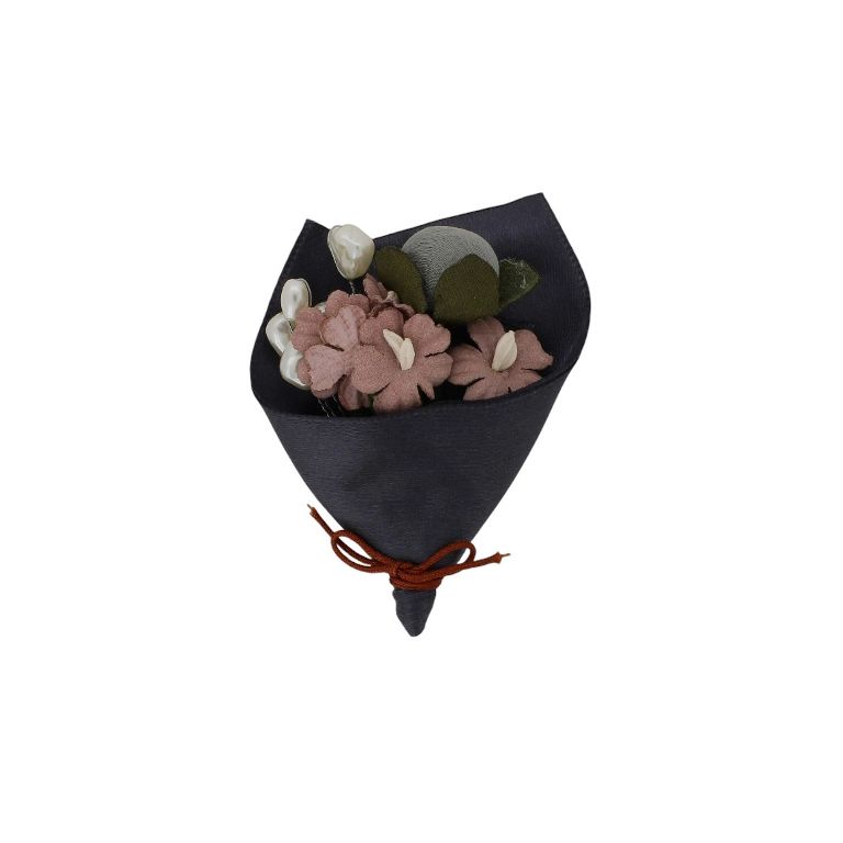 БИЖУТЕРИЯ - БРОШКА HANDMADE - МЕТАЛ И ПЕРЛИ - БУКЕТ В252 - 4.9х5.6см НИКЕЛ-СИНЬО Т.-ПЕПЕЛ ОТ РОЗИ - ПАКЕТ 6 бр.