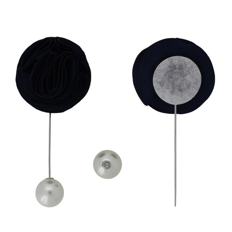 БИЖУТЕРИЯ - БРОШКА HANDMADE - МЕТАЛ И ПЕРЛИ - ИГЛА ЦВЕТЕ В274 - 4.0х9.3см НИКЕЛ-СИНЬО Т.-ЕКРЮ - ПАКЕТ 6 бр.