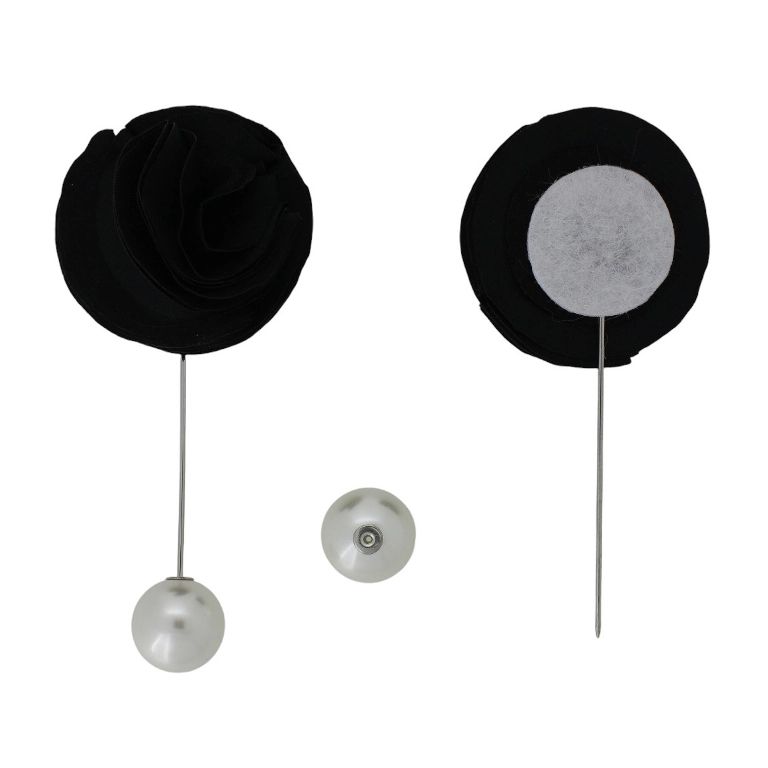 БИЖУТЕРИЯ - БРОШКА HANDMADE - МЕТАЛ И ПЕРЛИ - ИГЛА ЦВЕТЕ В274 - 4.0х9.3см НИКЕЛ-ЧЕРНО-ЕКРЮ - ПАКЕТ 6 бр.