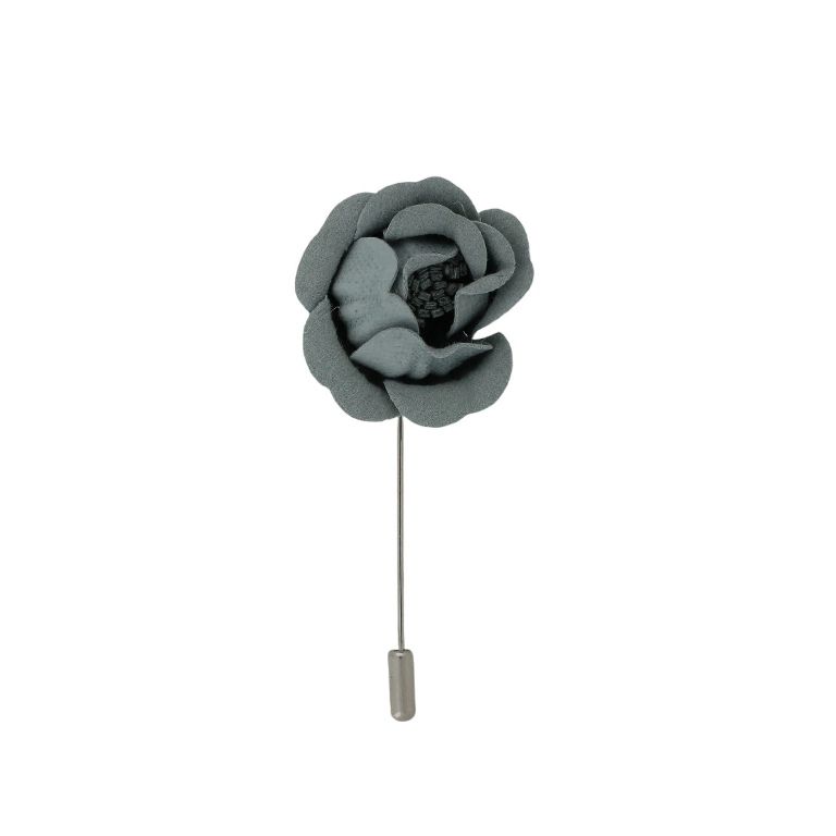 JEWELRY - BROOCH HANDMADE - METAL AND TEXTILE - NEEDLE FLOWER В278 - 3.5x8.0cm NICKEL И TURQUOISE (DARK) - PACKAGE 6pcs.
